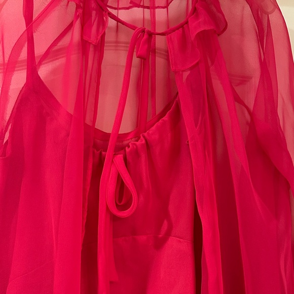 Sheer Raspberry Cover-Up with Matching Neglige - Picture 2 of 11